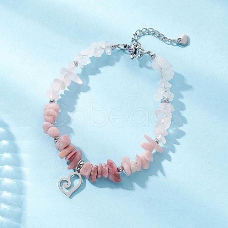 Natural Mixed Gemstone Chip Beaded Bracelest BJEW-JB12976-03-1