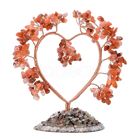 Natural Red Agate Chips Heart Tree Decorations PW-WG86934-02-1