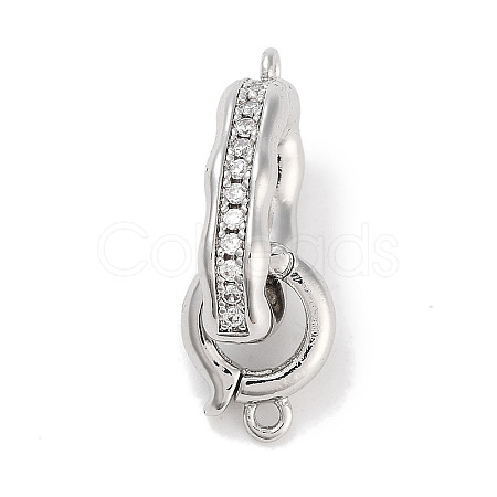 Brass Micro Pave CLear Cubic Zirconia Interlocking Clasps KK-C051-49P-1