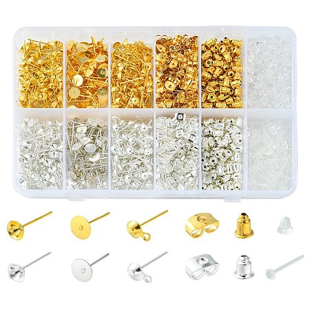 800Pcs 7 Style Iron & Plastic Stud Earring Findings DIY-YW0006-91-1
