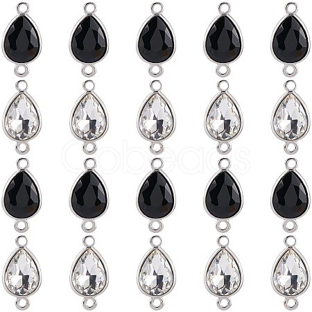 20Pcs 2 Colors Alloy Faceted Glass Connector Charms FIND-SC0016-29-1
