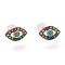 Colorful Cubic Zirconia Horse Eye Stud Earrings, Brass Jewelry for Women, Golden, 6x10mm, Pin: 0.8mm