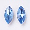 Imitation Austrian Crystal Glass Rhinestone, Grade A, Pointed Back & Back Plated, Horse Eye, Sapphire, 10x5x3mm