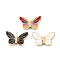 Brass Enamel Beads, Real 18K Gold Plated, Butterfly, Mixed Color, 13.5x19x3mm, Hole: 1.4mm