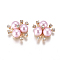 Alloy Cabochons, with Crystal Rhinestone & Acrylic Imitation Pearl, Flower, Light Gold, Pink, 19~20x21~22x10mm