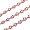 Golden Brass Enamel Link Chain, Long-Lasting Plated, with Spool, Unwelded, Flower, Purple, 9x6x1mm, 32.8 Feet(10m)/roll