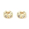 Brass Micro Pave Cubic Zirconia Beads, Flat Round, Real 18K Gold Plated, Clear, 6x3mm, Hole: 2mm