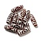 Tibetan Style dZi Beads Strands, Natural Dyed Agate Beads, Rice, Red, 3-Eye, 30x10mm, Hole: 2mm