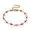 Enamel Horse Eye Link Chains Bracelet, PVD Vacuum Plating 304 Stainless Steel Jewelry for Women, Golden, Red, 6-3/4 inch(17.1cm)