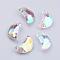 Transparent Acrylic Charms, AB Color Plated, Moon, Faceted, Clear AB, 11x7x4mm, Hole: 0.5mm