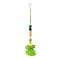 Easter Theme Plastic Rabbit Pendant Decorations, with Hemp Rope & Wooden Beads, Yellow Green, 260mm