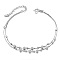 SHEGRACE 925 Sterling Silver Anklet, with Box Chains and Textured Round Beads, Platinum, 8-1/4 inch(21cm)