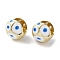 Round with Evil Eye Enamel Hook Earrings, Rack Plating Real 18k Gold Plated Brass Earrings, Lead Free & Cadmium Free, White, 16x16.5x16mm