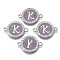 Alloy Enamel Links Connectors, with Crystal Rhinestones, Flat Round with Letter, Silver Color Plated, Letter.K, 22x16x2mm, Hole: 1.8mm