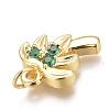 Brass Micro Pave Green Cubic Zirconia Charms ZIRC-O035-14G-3