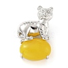 Natural & Synthetic Gemstone Tiger-Shaped Brass Pendants KK-C232-02P-RS-3