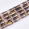 Half Electroplate Glass Beads Strands EGLA-S177-01G-1