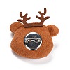 Christmas Deer Cotton & Non-Woven & Velvet Fabric Brooch JEWB-A003-13-2