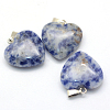 Heart Natural Blue Spot Jasper Pendants G-Q438-10-2