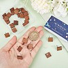 SUNNYCLUE 15 Pairs Walnut Wood Rhombus Stud Earring Findings EJEW-SC0001-30-3