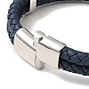 Leather Braided Double Loops Multi-strand Bracelet with 304 Stainless Steel Magneti Clasp for Men Women BJEW-C021-16-P-5