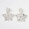 Brass Rhinestone European Dangle Charms X-PALLOY-D342-05-3