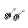 Skull 316 Surgical Stainless Steel Dangle Belly Button Rings EJEW-G416-02AS-4