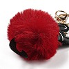 Cute Cat PU Leather & Imitate Rex Rabbit Fur Ball Keychain KEYC-C005-01E-3