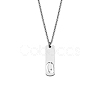 304 Stainless Steel Rectangle with Laser Cut Initial Pendant Necklaces FS-WG71FEF-21-1