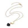 2Pcs 2 Style Opalite & Natural Obsidian Heart Pendant Necklaces Set NJEW-JN04484-4
