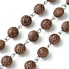 Handmade Craft Style Acrylic Flat Round with Heart Beaded Chains AJEW-JB01168-2