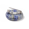 Natural Gemstone Flat Round with Norse Paganism Pattern Brooch Pin JEWB-BR00087-5