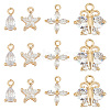 12Pcs 3 Style Brass Cubic Zirconia Charms KK-BBC0011-55-1