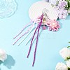Flower Handmade Woven & Polyester Cord & Resin & Acrylic Beaded Pendant Decorations HJEW-JM04421-01-2