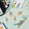 8Pcs 8 Style Alloy & Resin Enamel Pendant Keychains KEYC-OC0001-11-6