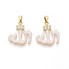 Brass Micro Pave Cubic Zirconia Enamel Pendants X-KK-L231-06G-02-1