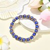 Faceted Rondelle Handmade Inner Flower Gold Sand Lampwork & Iron Beaded Stretch Bracelets for Women BJEW-SW001579-04-5