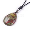 Adjustable Natural Indian Blood Stone Pendant Necklaces NJEW-A125-D02-2