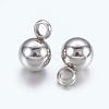 Tarnish Resistant Original Color Ball Charms 304 Stainless Steel Round Pendants X-STAS-E037-1-2