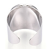 Non-Tarnish 304 Stainless Steel Open Cuff Finger Ring Cabochon Settings STAS-T060-03P-3