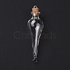 Teardrop Glass Cork Bottle Big Pendants AJEW-A041-01B-1