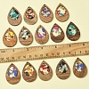 14Pcs 7 Colors Walnut Wood Resin Pendants WOOD-FS0001-31-5