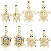 8Pcs 4 Styles Brass Micro Pave Cubic Zirconia Pendants KK-BBC0019-64-7