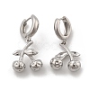 Brass Cherry Hoop Earrings EJEW-R016-04G-5