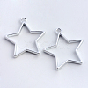 Rack Plating Alloy Star Open Back Bezel Pendants X-PALLOY-S047-40B-FF-1