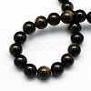 Natural Golden Sheen Obsidian Round Beads Strands G-S157-6mm-2