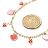 Alloy Heart & Millefiori Glass Flower Bib Necklace with Ion Plating(IP) Handmade 304 Stainless Steel Chains NJEW-JN04403-3