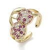Brass Micro Pave Cubic Zirconia Cuff Rings RJEW-H256-14G-02-4