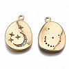 Brass Micro Pave Clear Cubic Zirconia Pendants KK-T063-73G-NF-3