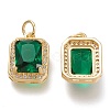 Brass Glass Charms ZIRC-F116-09C-G-2